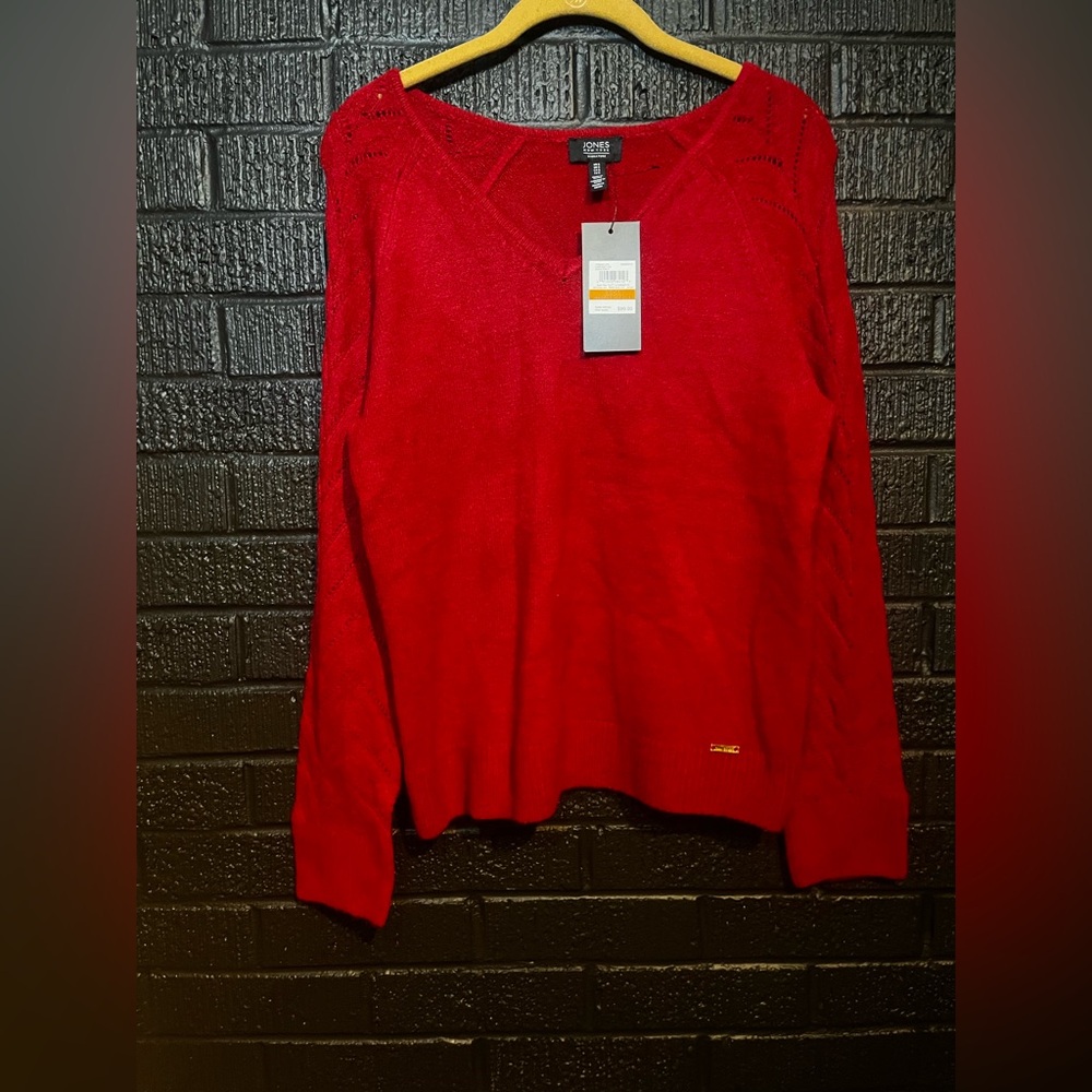 Jones New York Women's V-Neck Sweater in Red